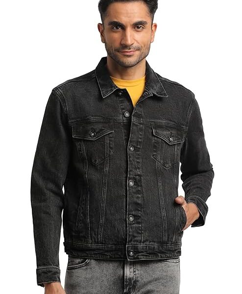 Men Black Classic Trucker Jacket