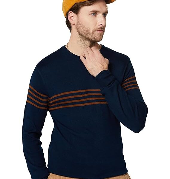 Men Acrylic Pullover Round Neck Sweater