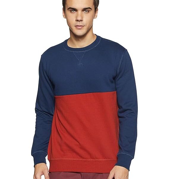 Men Cotton Rich Light Weight Crew Neck Sweatshirt - Poseidon Blue