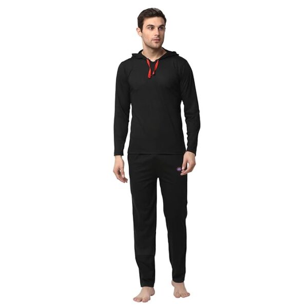 Cotton Blend Tracksuit Co-ord Set for Men – Hooded Full Sleeve T-Shirt & Track Pants