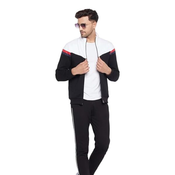 WEST Men's Winter Tracksuit Warm Cotton Fleece Set  – Black & White