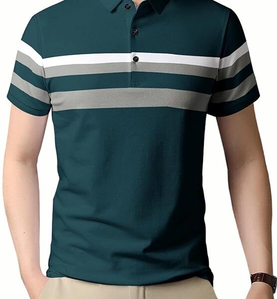 Half Sleeve  T-Shirt for Mens  Collar Tshirt - Sea Green
