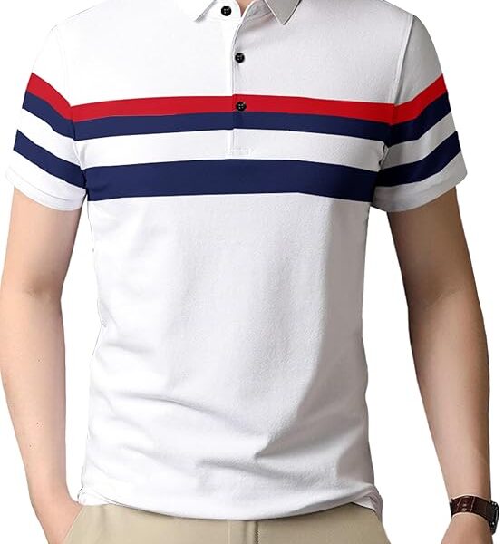 Half Sleeve T-Shirt for Mens  Collar Tshirt - White