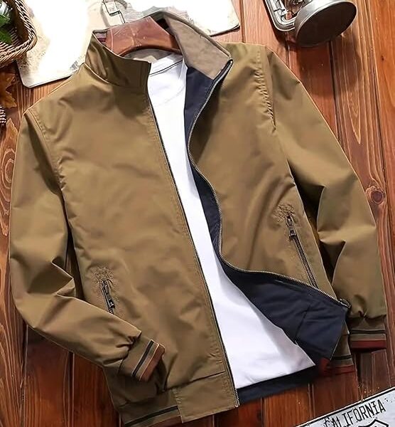 Men Polyester Jackets  Bomber Jacket For Men  Lightweight Outwear Sportswear Bomber Standard Length Jacket