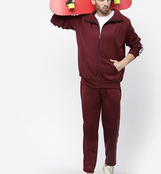 Men's Premium Wine Tracksuit for Gym, Running and Sports