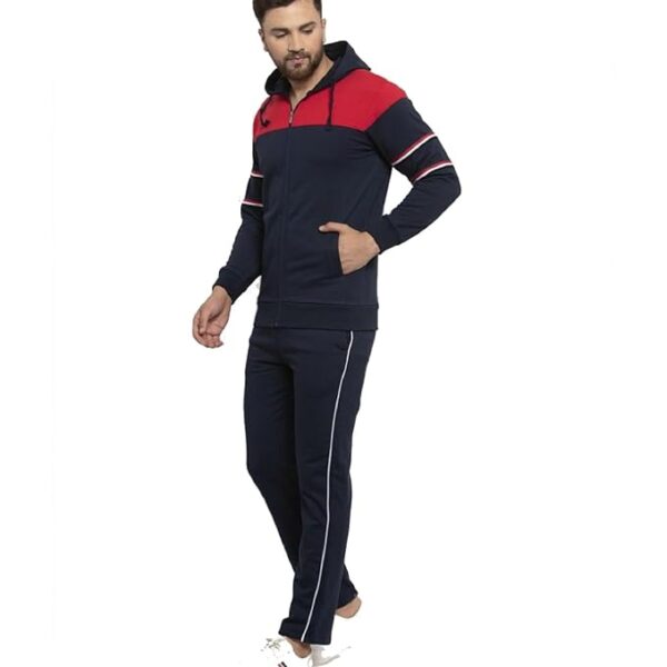 WEST Men's Cotton Fleece Tracksuit – Black & Red Winter Set