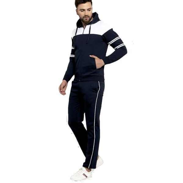 WEST Men's Cotton Fleece Winter Tracksuit Set – Black & White Hoodie