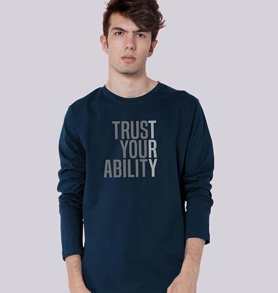 Men's Printed 100% Cotton T-Shirt - Regular Fit, Round Neck, Full Sleeves