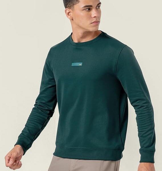 Mens Solid Regular Fit Microfibre Elastane Full Sleeve l Sweatshirt with Premium Dyes Comfortable  Sweatshirt- Marina Teal